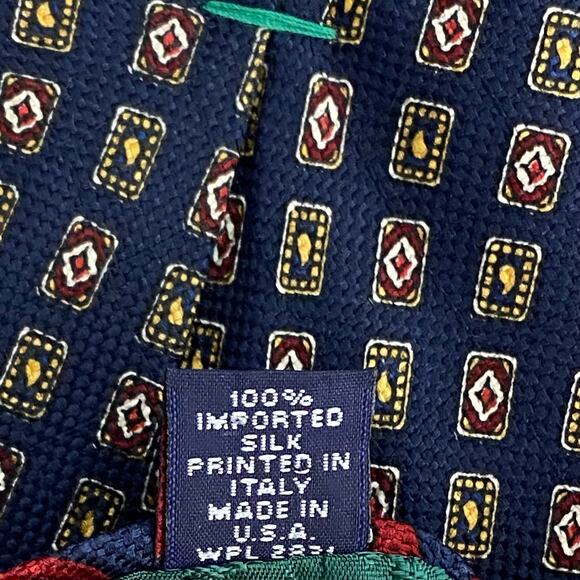 Tommy Hilfiger Navy Blue Geometric Silk Tie - Picture 3 of 6